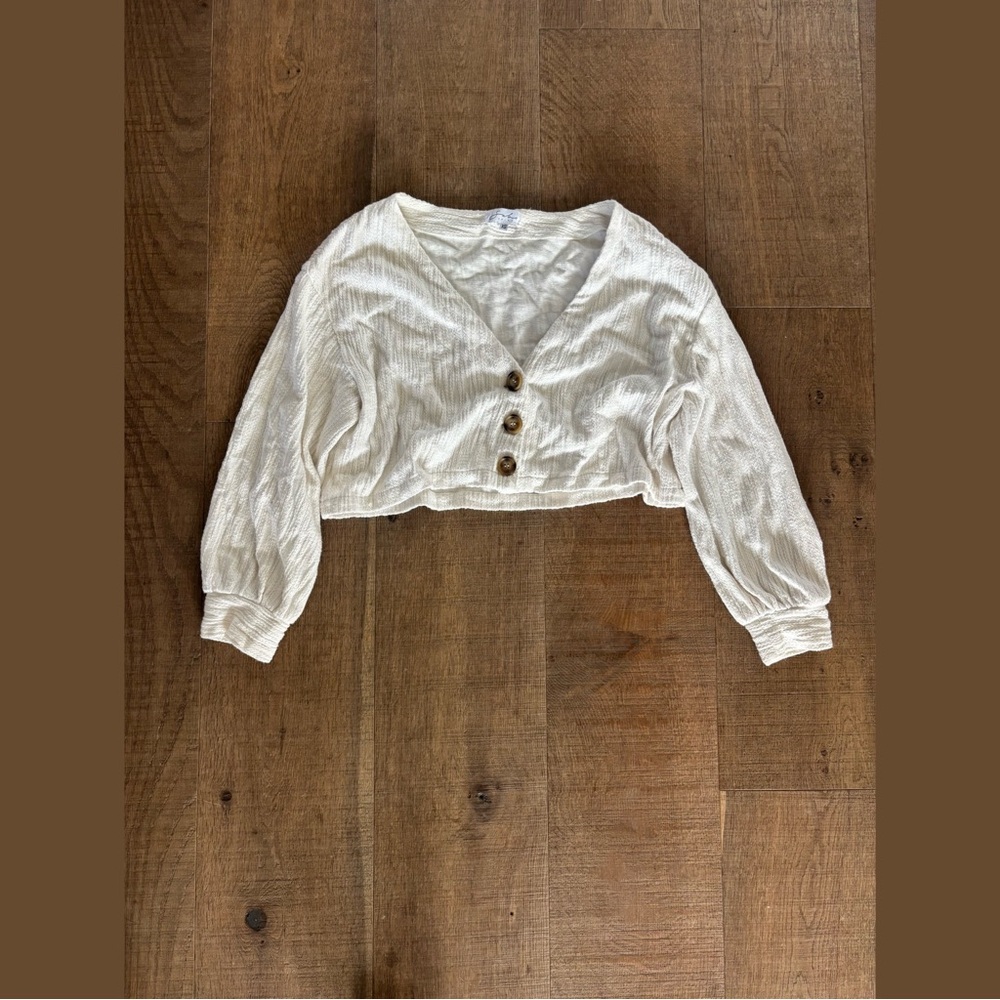 sabo skirt cream ivory button down crop cropped long sleeve